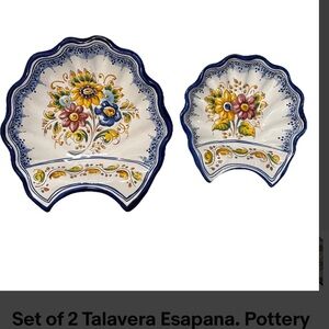 Talavera Espana clam shaped Floral Ceramic serving bowls  - Multicolor